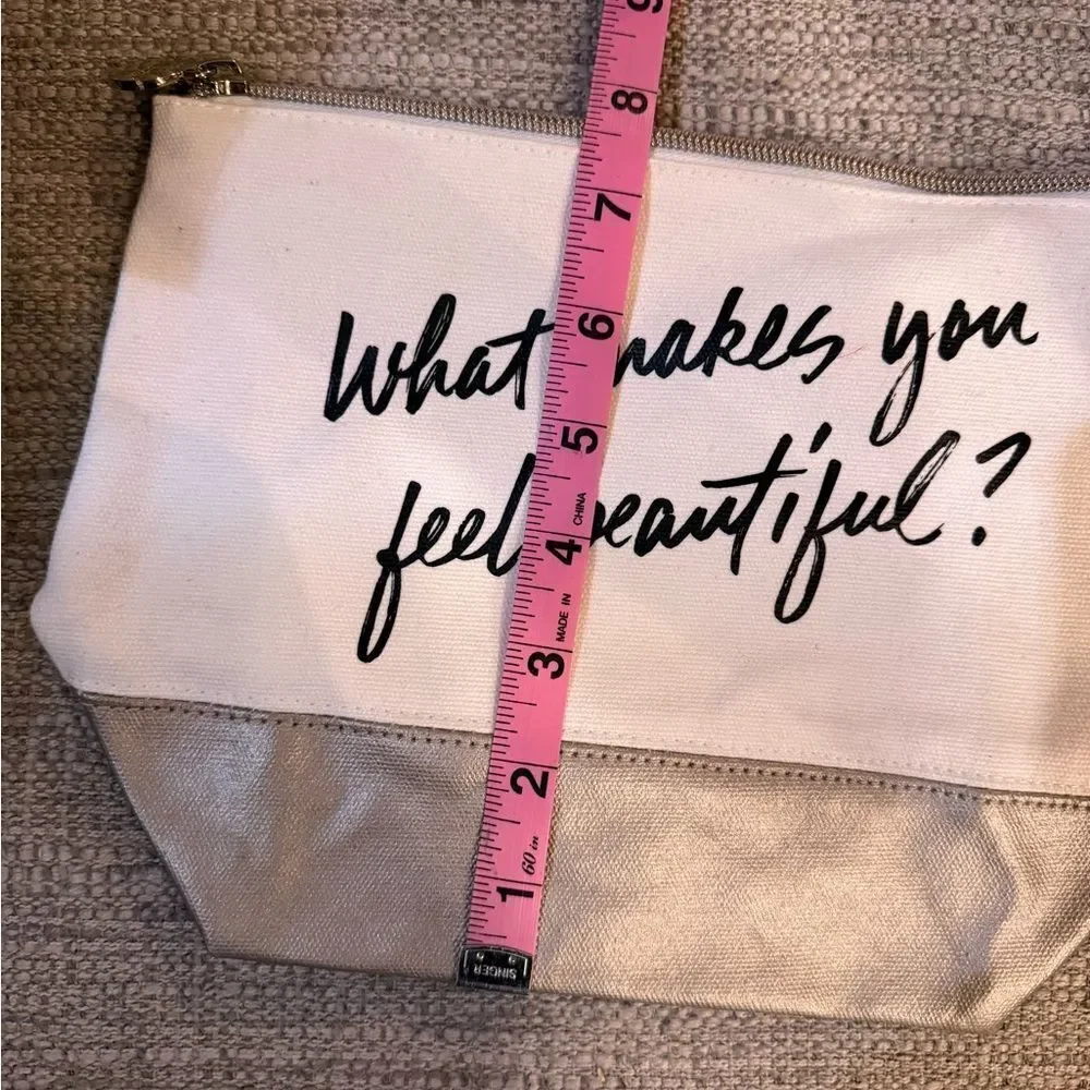 BareMinerals Cream and Gold Women's Cosmetics Bag - Picture 3 of 8